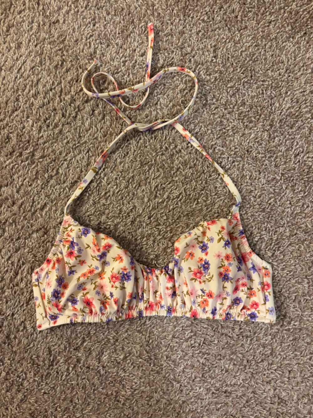 Shade & Shore Floral Bikini Top in White, Pink, Purple